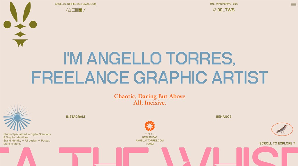Angelle Torres currently is working on multiple projects as a Freelancer (branding, illustration, posters, UI).