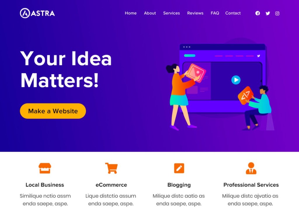 Astra is fast, fully customizable & beautiful WordPress theme suitable for blog, personal portfolio, business blogs website and WooCommerce storefront.