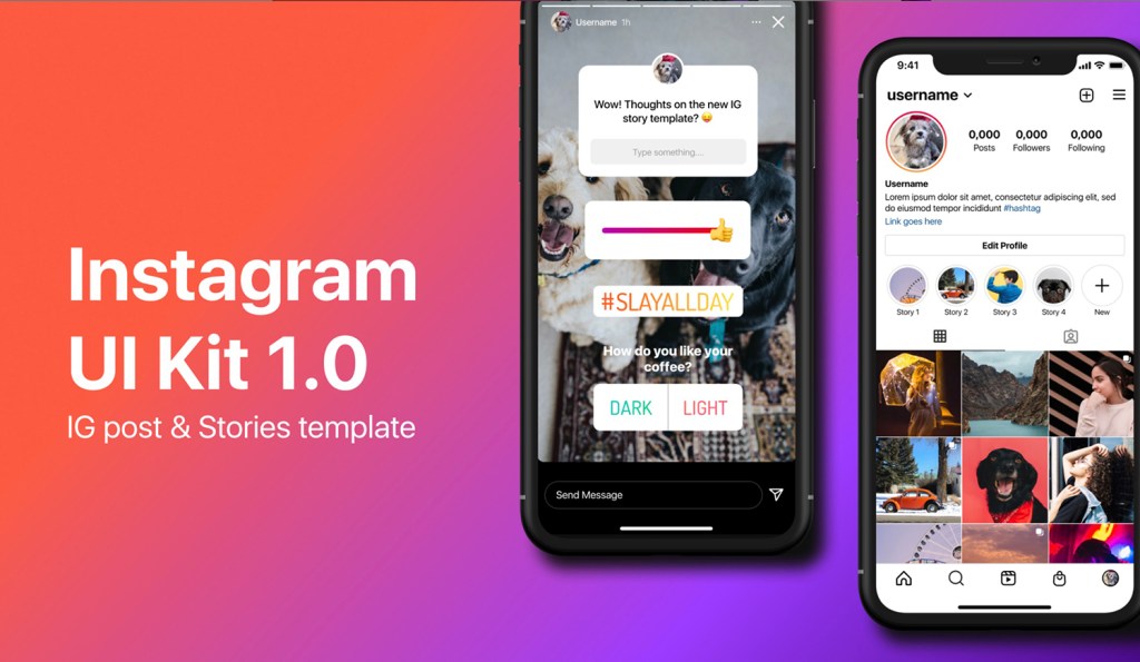 instagram UI kit template