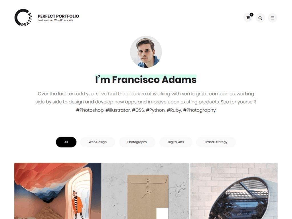 Perfect Portfolio is a free portfolio WordPress theme that will help you stand out from the crowd. This premium-looking free theme is ideal for freelancers, photographers, digital marketers, agencies, graphic designers, video producers, web designers, web developers,
