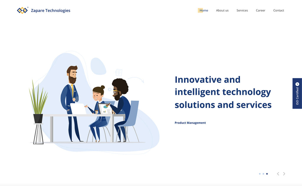 Zapare is a technology company with a modern bootstrap website.