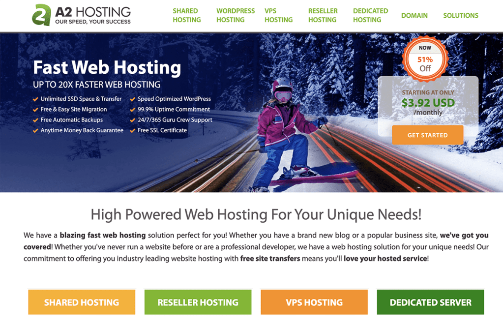 A2 Hosting billed month to month