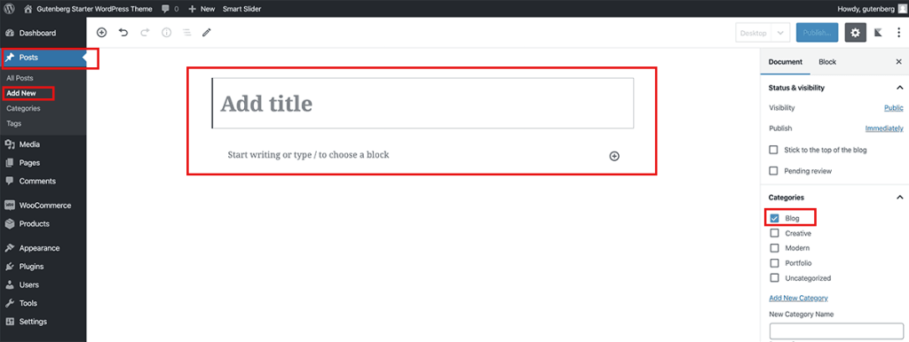 WordPress add simple blog title