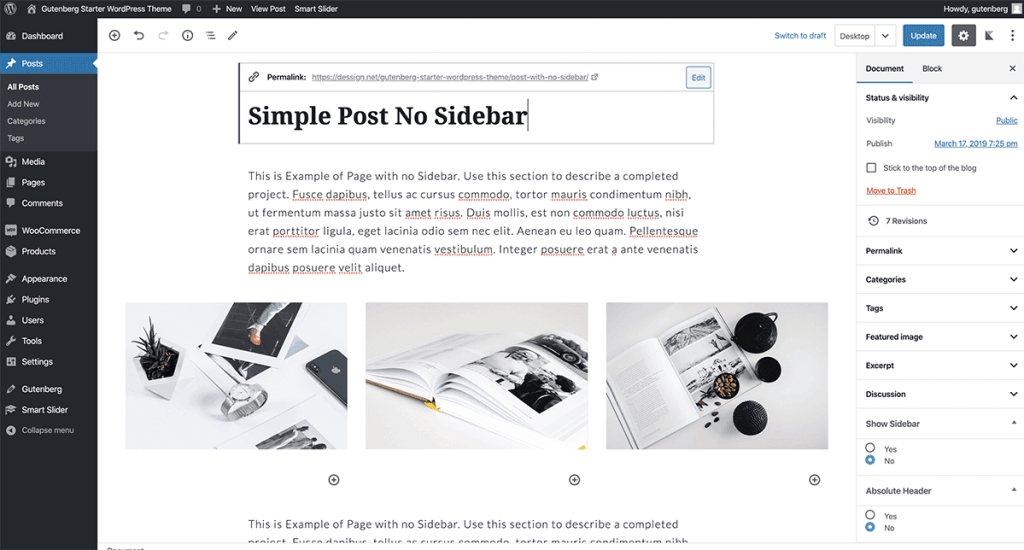 WordPress Gutenberg Simple Post