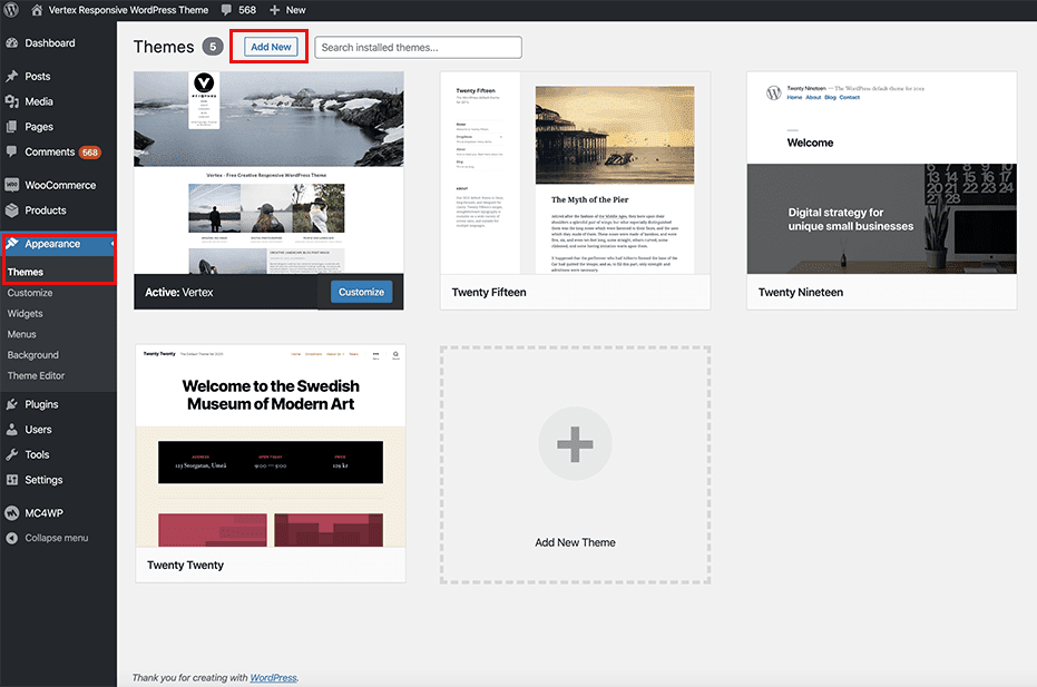 Install New WordPress Theme
