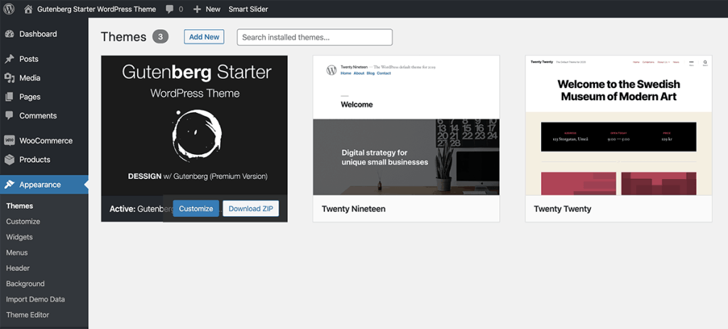 Install Gutenberg WordPress Theme