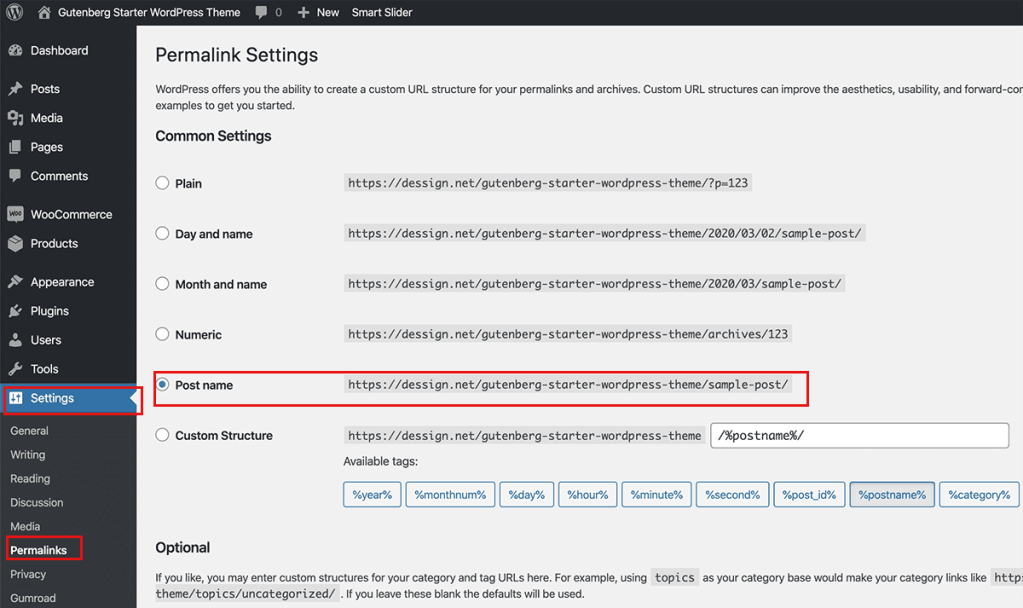 WordPress Permalinks Name Structure